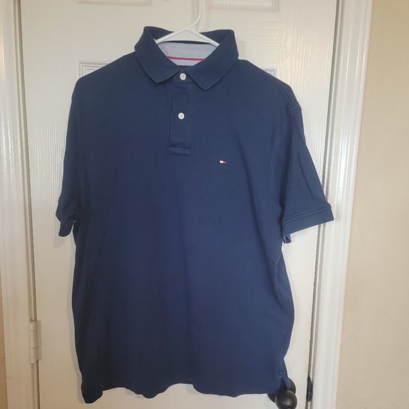 🌟Men's Tommy Hilfiger short sleeve polo, navy, M - Picture 2 of 5